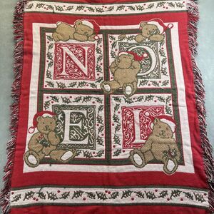 Noel Christmas Bear Tapestry Throw Blanket Afghan Beacon Tapestry 42x32